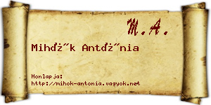 Mihók Antónia névjegykártya